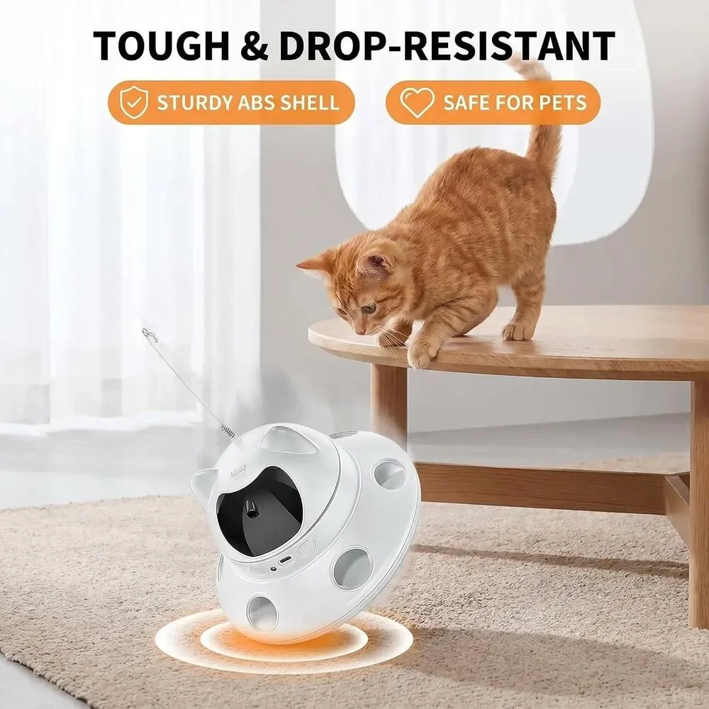 3-in-1 Auto Laser Cat Toy USB Rechargeable Motion Activated Feather Chase Toy